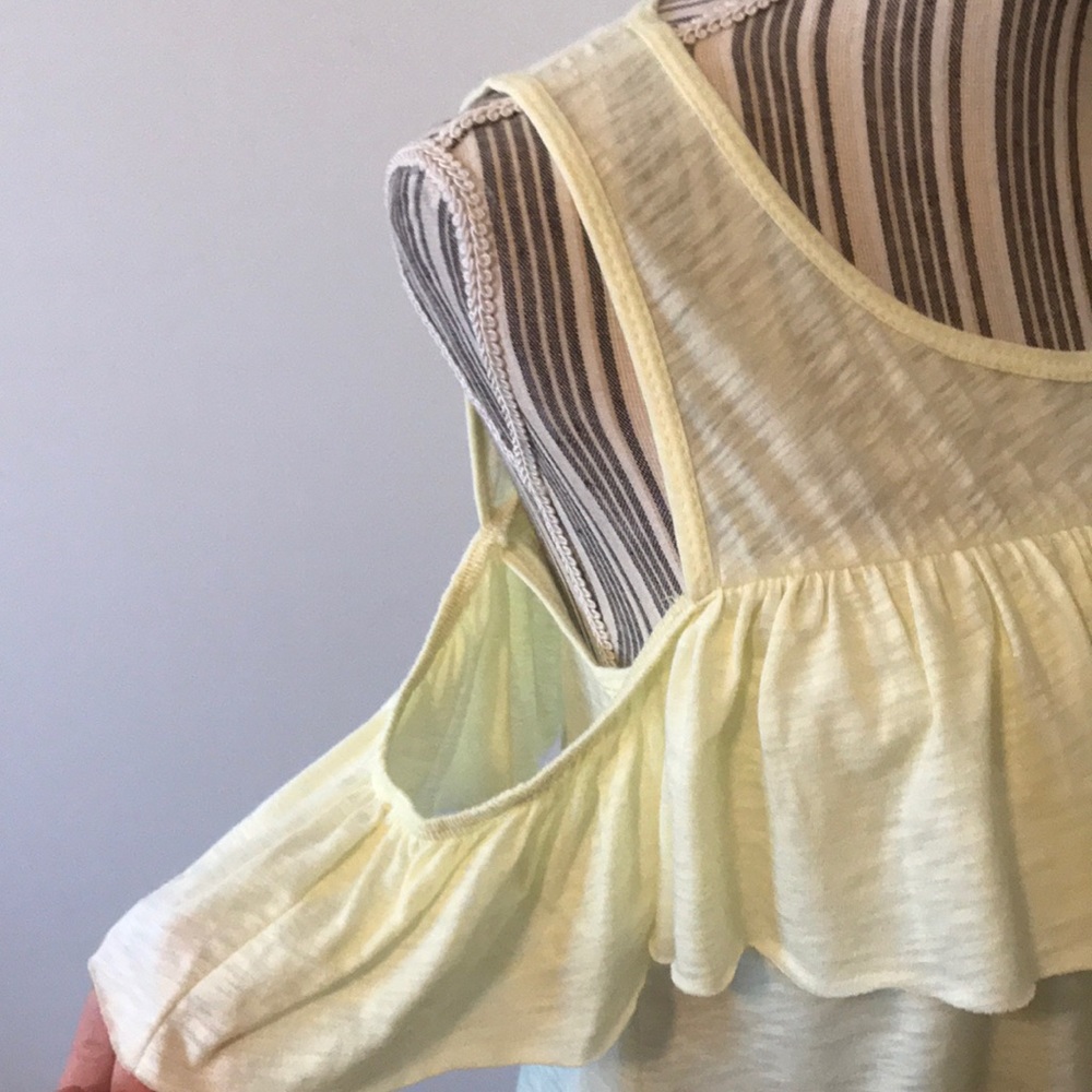 Yellow Cold Shoulder Ruffle Top - Picture 6 of 8